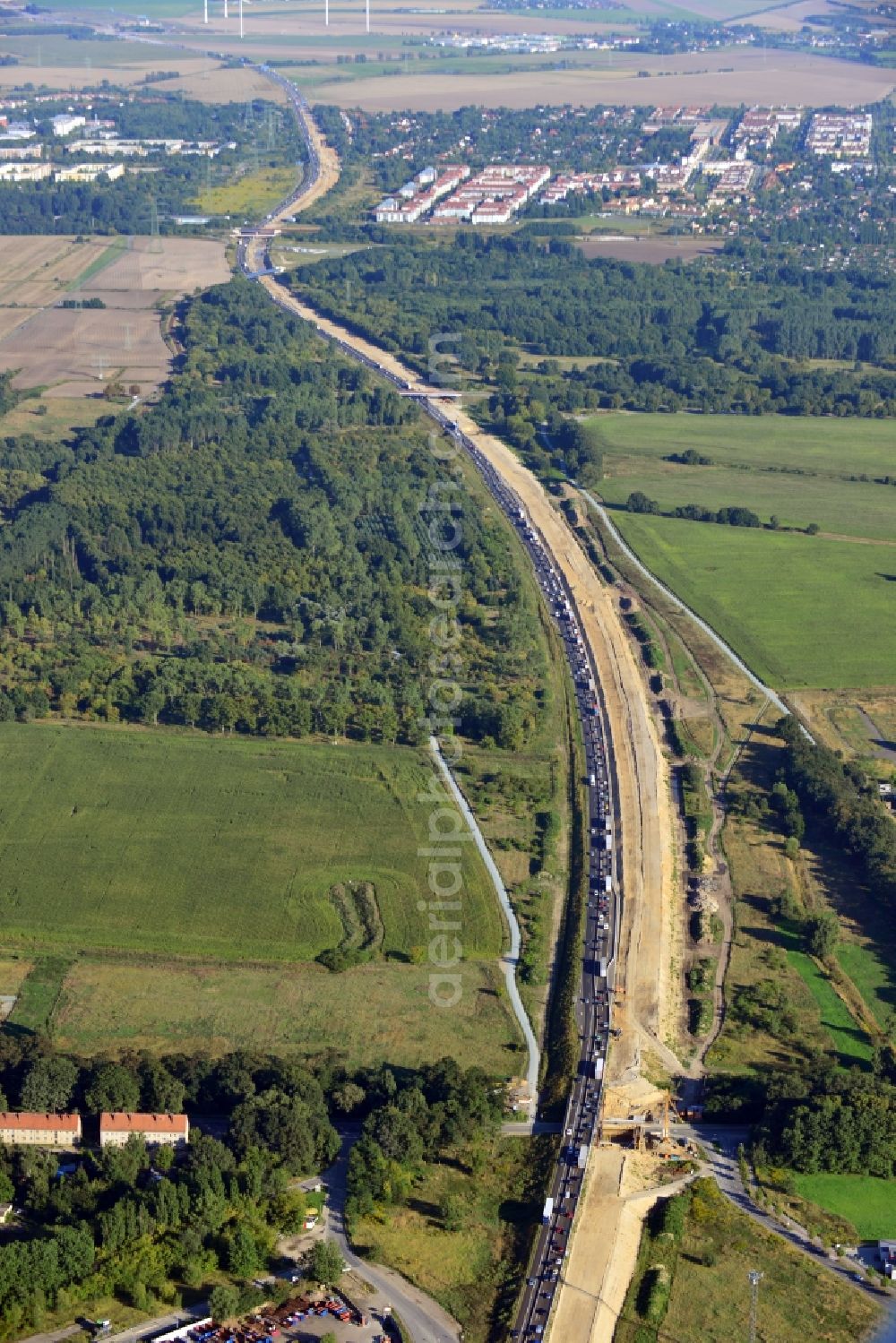 Aerial image Berlin Pankow - Construction for the expansion and broadening of the 6-lane motorway A10 motorway on the northern ring of Berlin Berlin Pankow