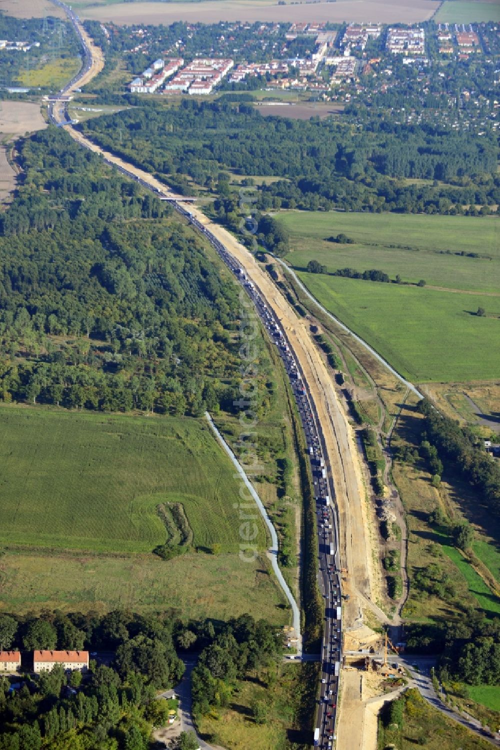 Aerial photograph Berlin Pankow - Construction for the expansion and broadening of the 6-lane motorway A10 motorway on the northern ring of Berlin Berlin Pankow