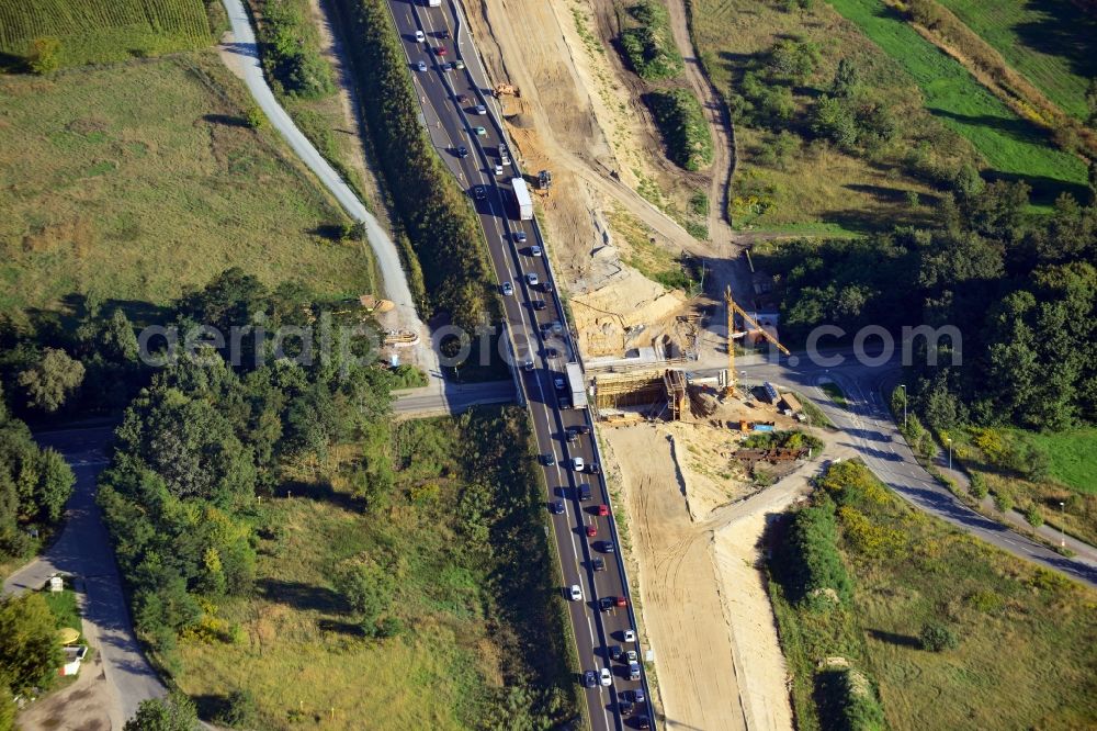 Berlin Pankow from above - Construction for the expansion and broadening of the 6-lane motorway A10 motorway on the northern ring of Berlin Berlin Pankow