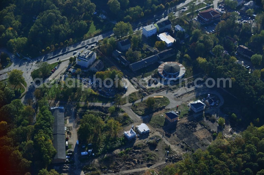 Hoppegarten from the bird's eye view: Construction site to house New to the Rennbahnallee to the federal road B1 in Dahlwitz-Hoppegarten in Brandenburg