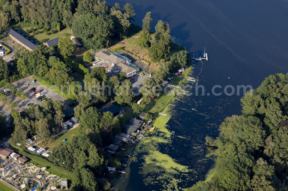 Aerial image Nettetal - Construction site for the new extension of the open-air restaurant on the street Am Wittsee in Nettetal in the state of North Rhine-Westphalia, Germany