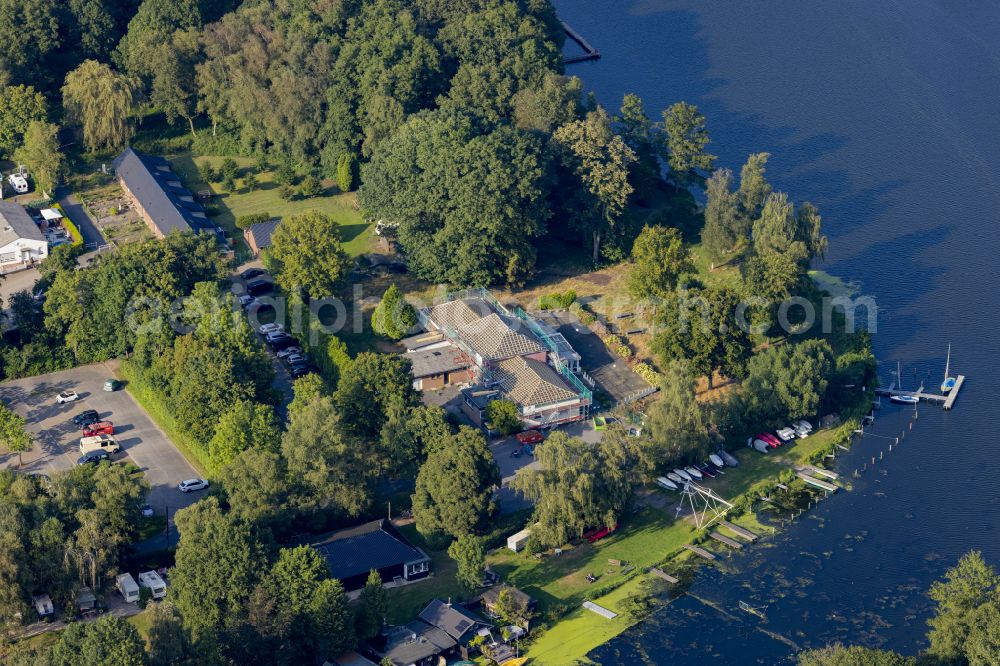 Aerial photograph Nettetal - Construction site for the new extension of the open-air restaurant on the street Am Wittsee in Nettetal in the state of North Rhine-Westphalia, Germany