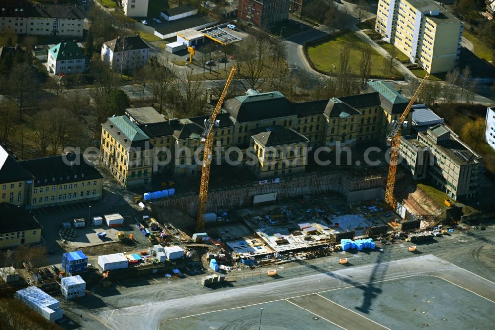 Aerial image Bayreuth - New construction site of the school building Markgraefin-Wilhelmine-Gymnasium in Bayreuth in the state Bavaria, Germany