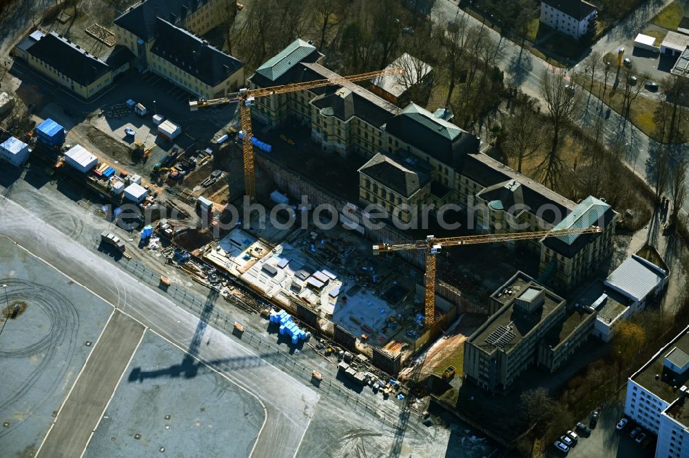 Aerial photograph Bayreuth - New construction site of the school building Markgraefin-Wilhelmine-Gymnasium in Bayreuth in the state Bavaria, Germany