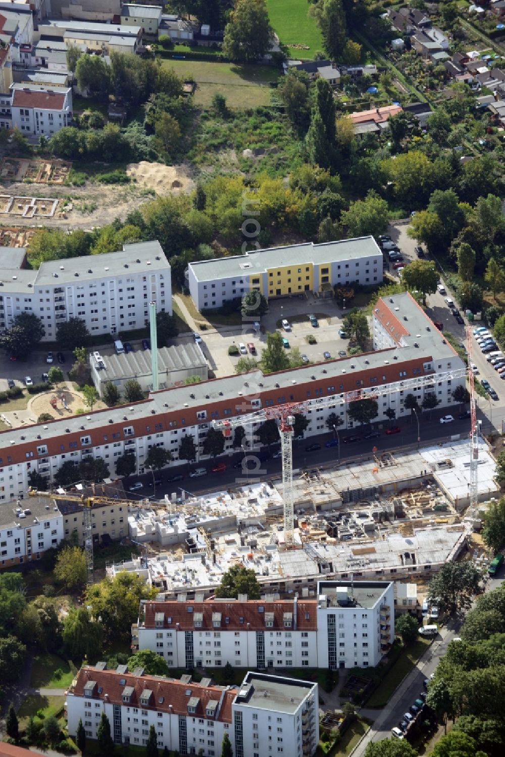 Berlin Köpenick from the bird's eye view: New residential construction in the Glienicke corner Adlershofer road in Köpenick in Berlin