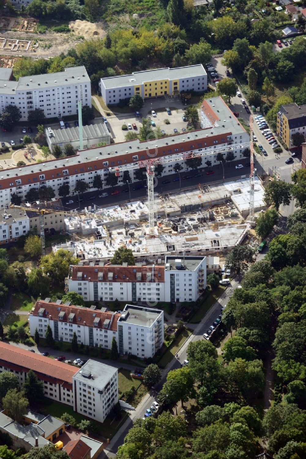 Aerial image Berlin Köpenick - New residential construction in the Glienicke corner Adlershofer road in Köpenick in Berlin