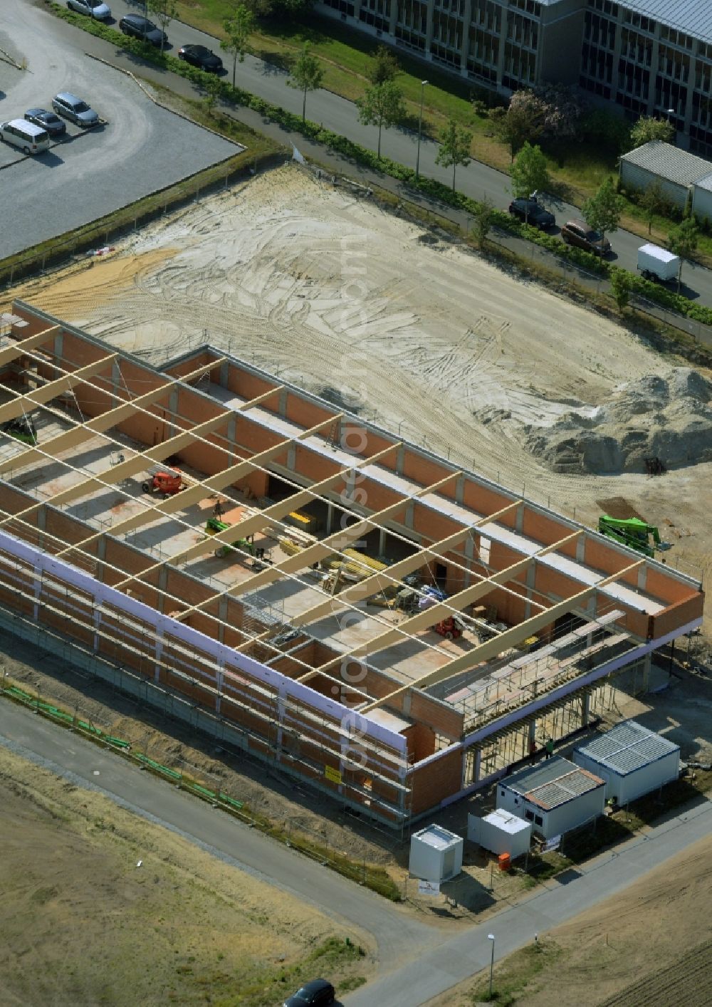 Aerial photograph Gütersloh - Construction site for the new building eines ALDI Einkaufszentrums an der Herzbrocker Strasse in Guetersloh in the state North Rhine-Westphalia