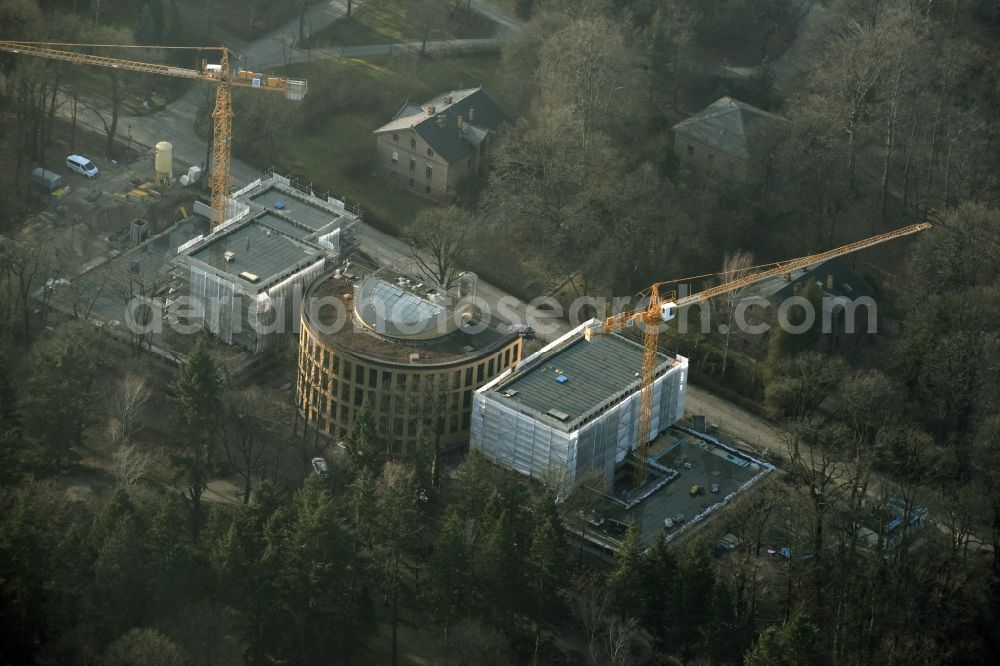 Potsdam from above - Construction site for the new building the Alfred Wegener Institute for Polar and Marine Research in the Helmholtz Centre for Polar and Marine Research (AWI) in Potsdam in the state Brandenburg