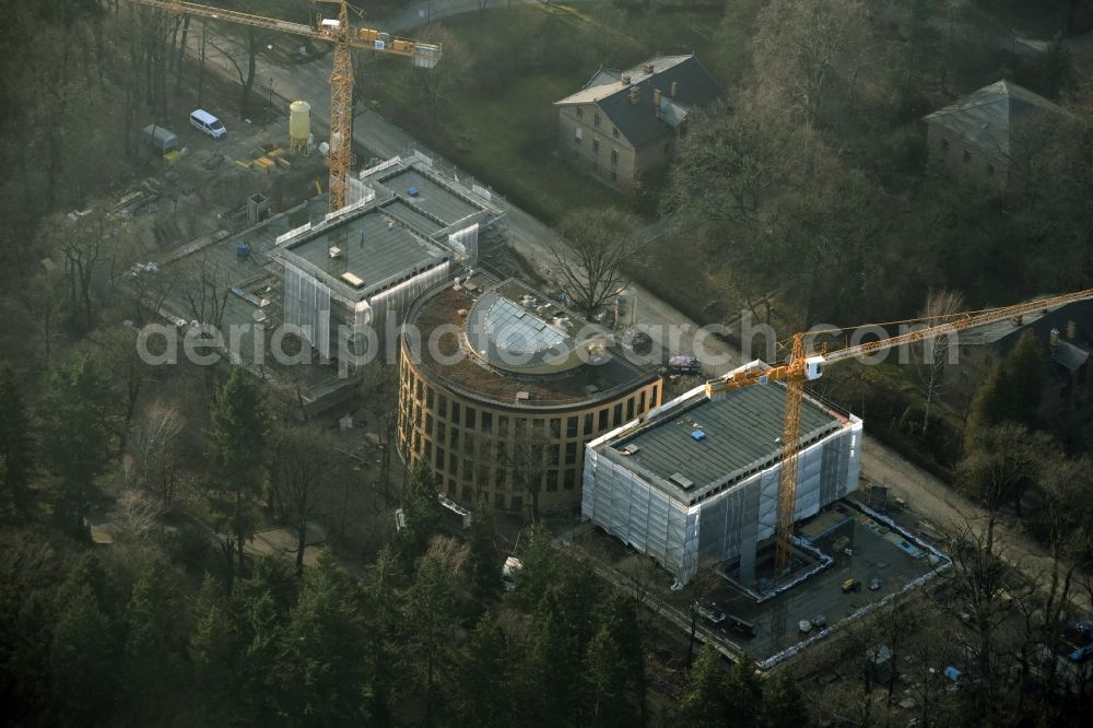 Potsdam from the bird's eye view: Construction site for the new building the Alfred Wegener Institute for Polar and Marine Research in the Helmholtz Centre for Polar and Marine Research (AWI) in Potsdam in the state Brandenburg