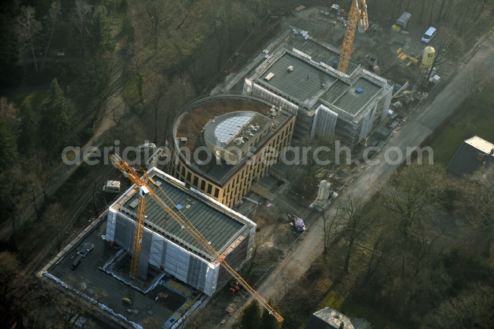 Aerial image Potsdam - Construction site for the new building the Alfred Wegener Institute for Polar and Marine Research in the Helmholtz Centre for Polar and Marine Research (AWI) in Potsdam in the state Brandenburg