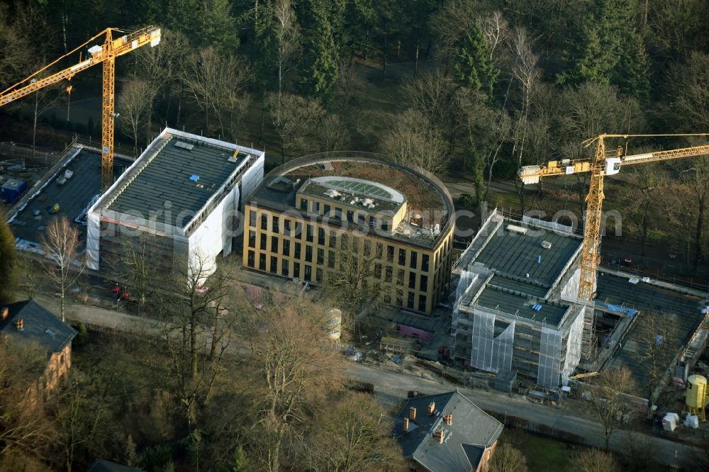 Potsdam from above - Construction site for the new building the Alfred Wegener Institute for Polar and Marine Research in the Helmholtz Centre for Polar and Marine Research (AWI) in Potsdam in the state Brandenburg