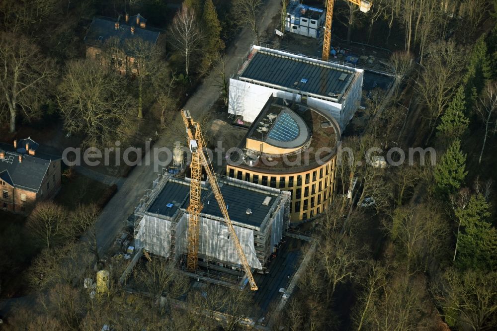 Aerial image Potsdam - Construction site for the new building the Alfred Wegener Institute for Polar and Marine Research in the Helmholtz Centre for Polar and Marine Research (AWI) in Potsdam in the state Brandenburg