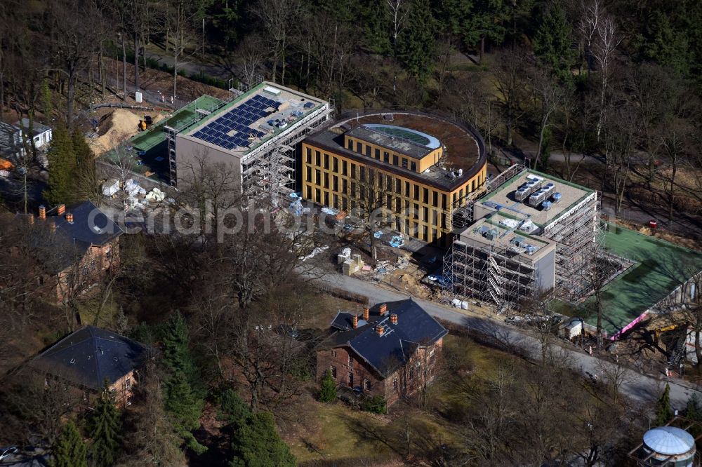 Potsdam from the bird's eye view: Construction site for the new building the Alfred Wegener Institute for Polar and Marine Research in the Helmholtz Centre for Polar and Marine Research (AWI) in Potsdam in the state Brandenburg