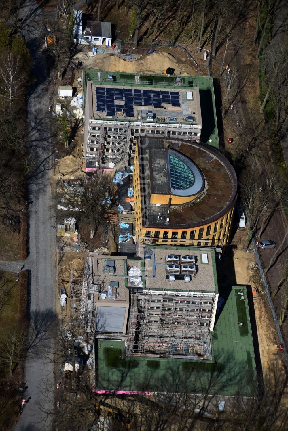 Potsdam from above - Construction site for the new building the Alfred Wegener Institute for Polar and Marine Research in the Helmholtz Centre for Polar and Marine Research (AWI) in Potsdam in the state Brandenburg