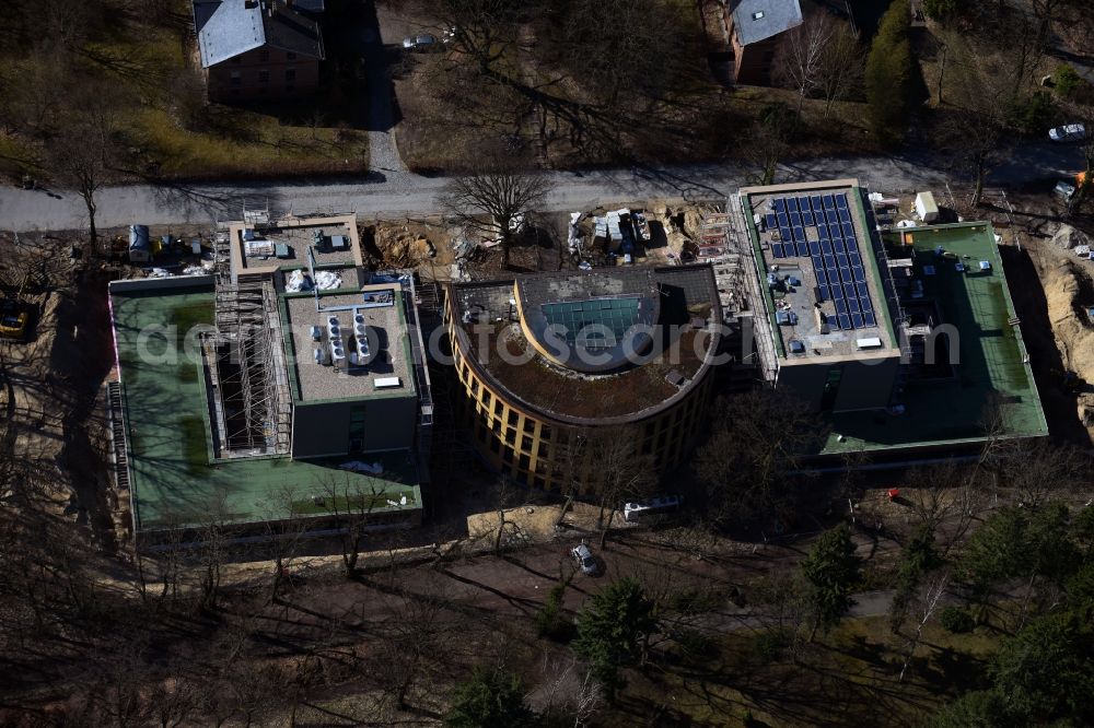 Aerial image Potsdam - Construction site for the new building the Alfred Wegener Institute for Polar and Marine Research in the Helmholtz Centre for Polar and Marine Research (AWI) in Potsdam in the state Brandenburg