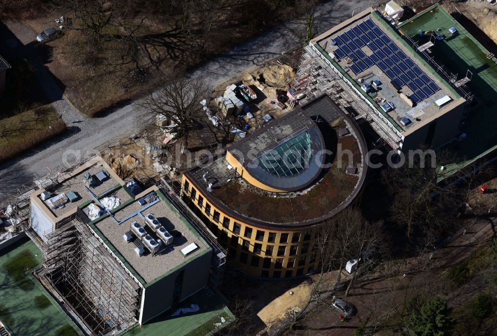 Aerial photograph Potsdam - Construction site for the new building the Alfred Wegener Institute for Polar and Marine Research in the Helmholtz Centre for Polar and Marine Research (AWI) in Potsdam in the state Brandenburg