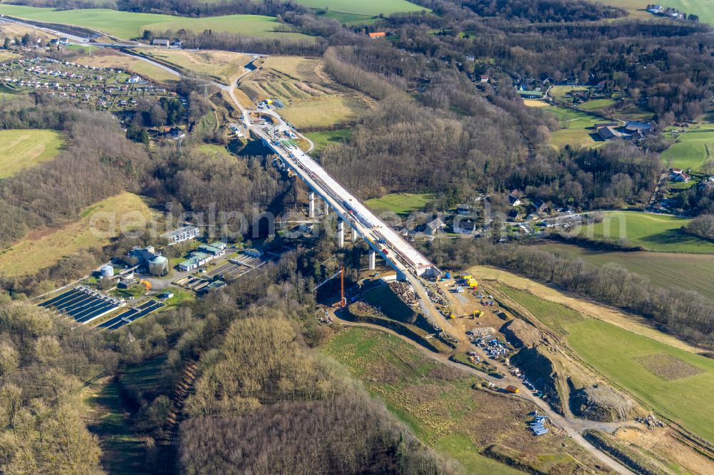 Aerial image Heiligenhaus - New construction of the Highway - motorway bridge Angerbachtalbruecke of the BAB A44 in Hofermuehle in the state North Rhine-Westphalia, Germany