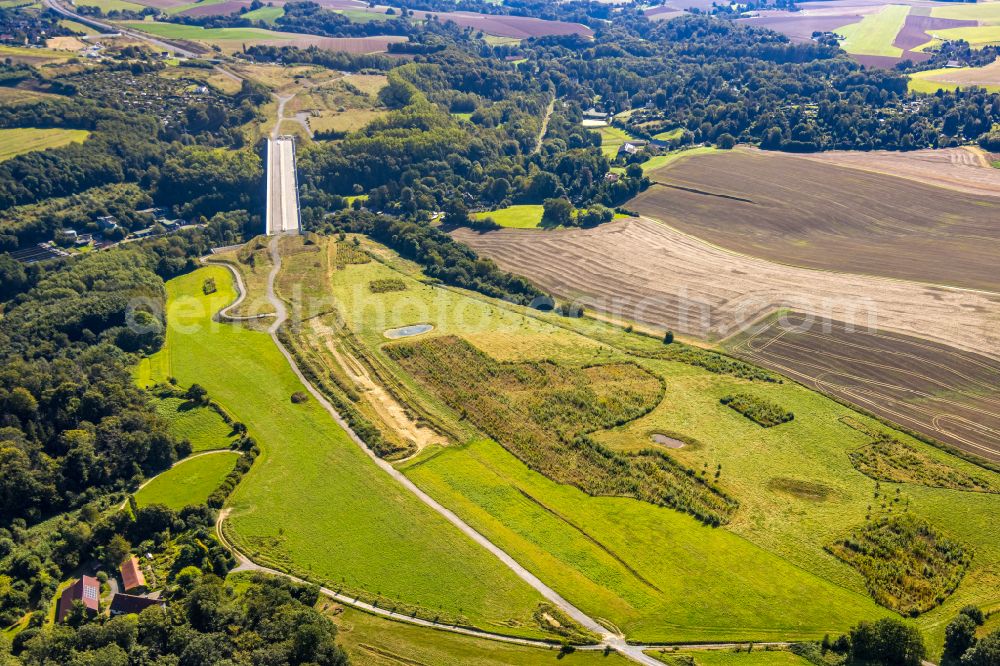 Aerial image Heiligenhaus - New construction of the Highway - motorway bridge Angerbachtalbruecke of the BAB A44 in Hofermuehle in the state North Rhine-Westphalia, Germany