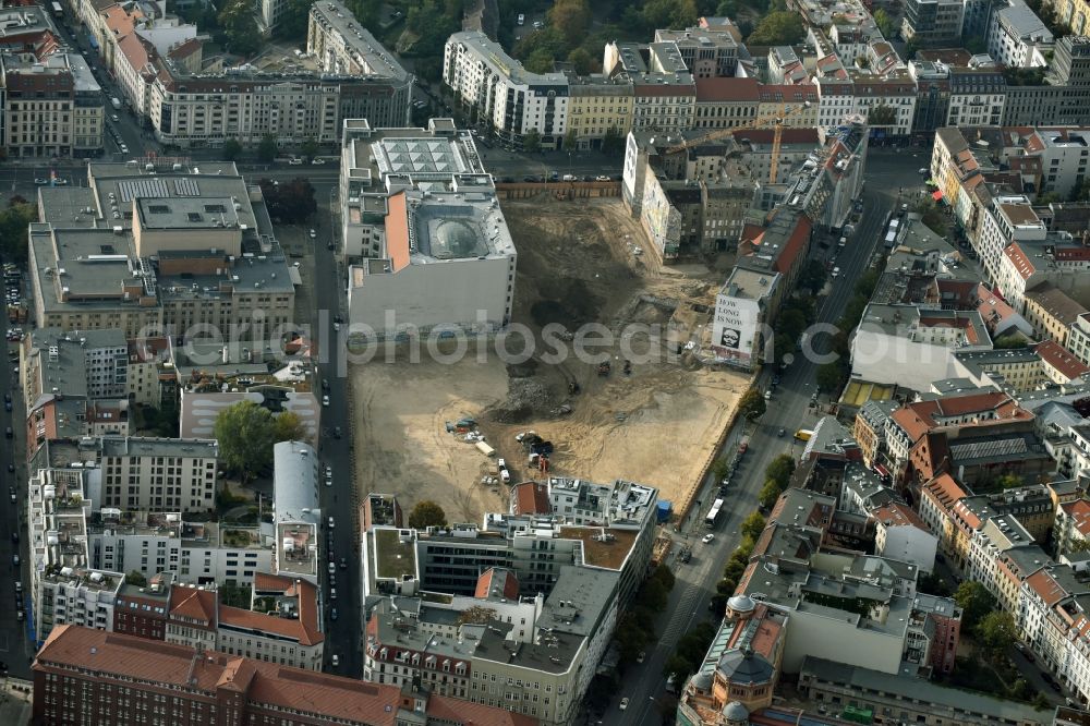 Aerial photograph Berlin - Construction site for the new building Areal on Tacheles on Oranienburger Strasse in the district Mitte in Berlin, Germany