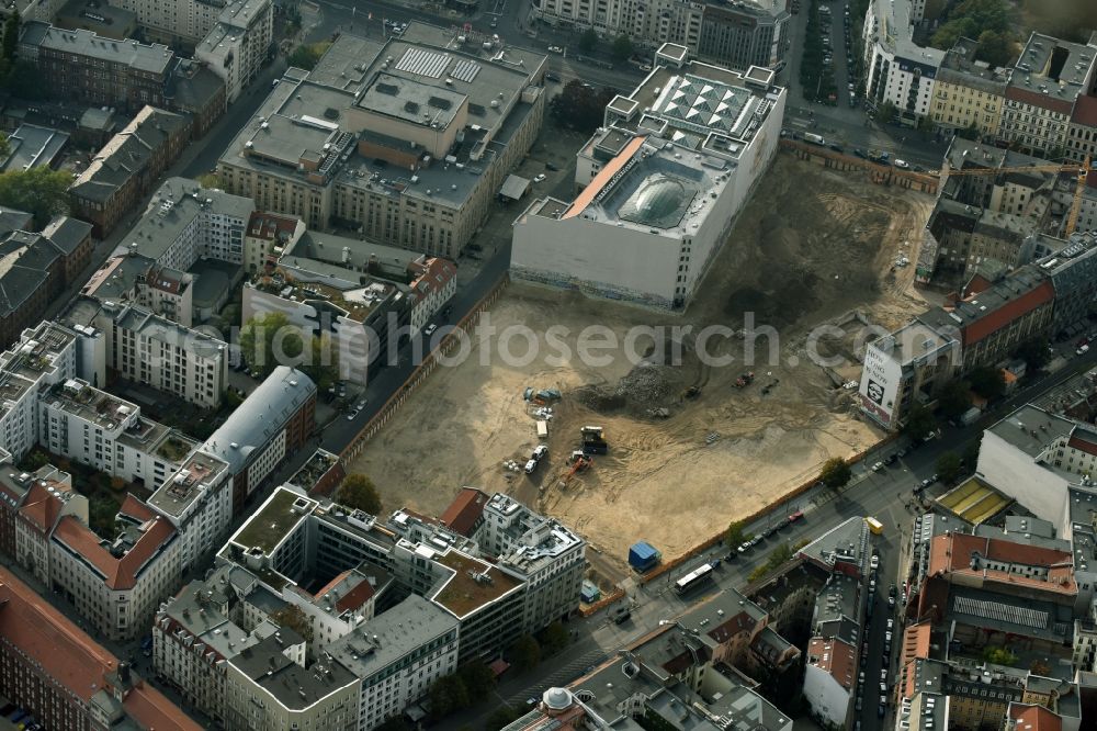 Aerial image Berlin - Construction site for the new building Areal on Tacheles on Oranienburger Strasse in the district Mitte in Berlin, Germany