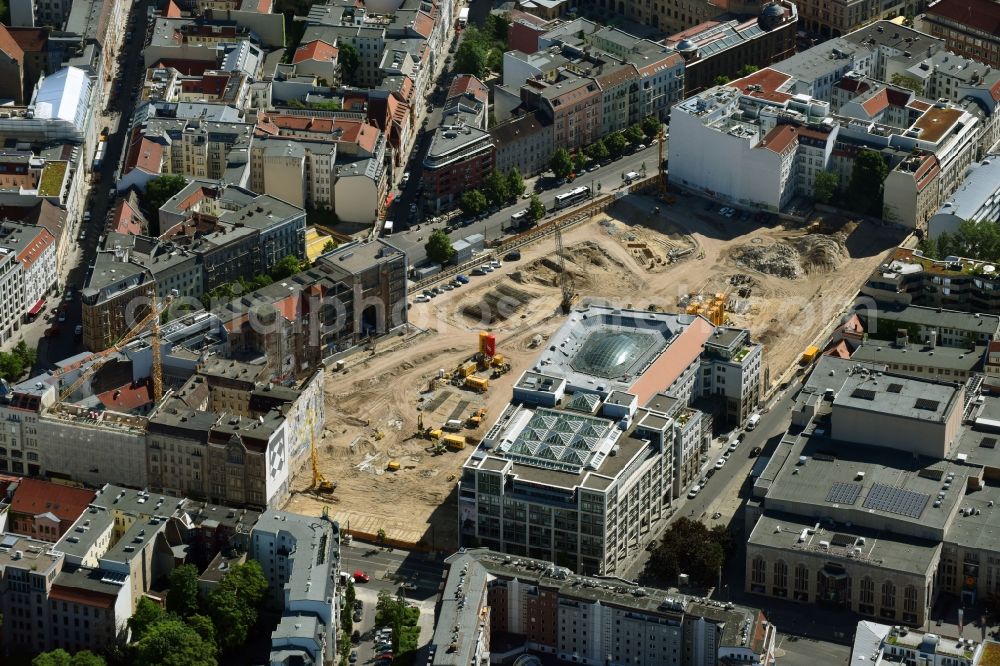 Aerial image Berlin - Construction site for the new building Areal on Tacheles on Oranienburger Strasse in the district Mitte in Berlin, Germany