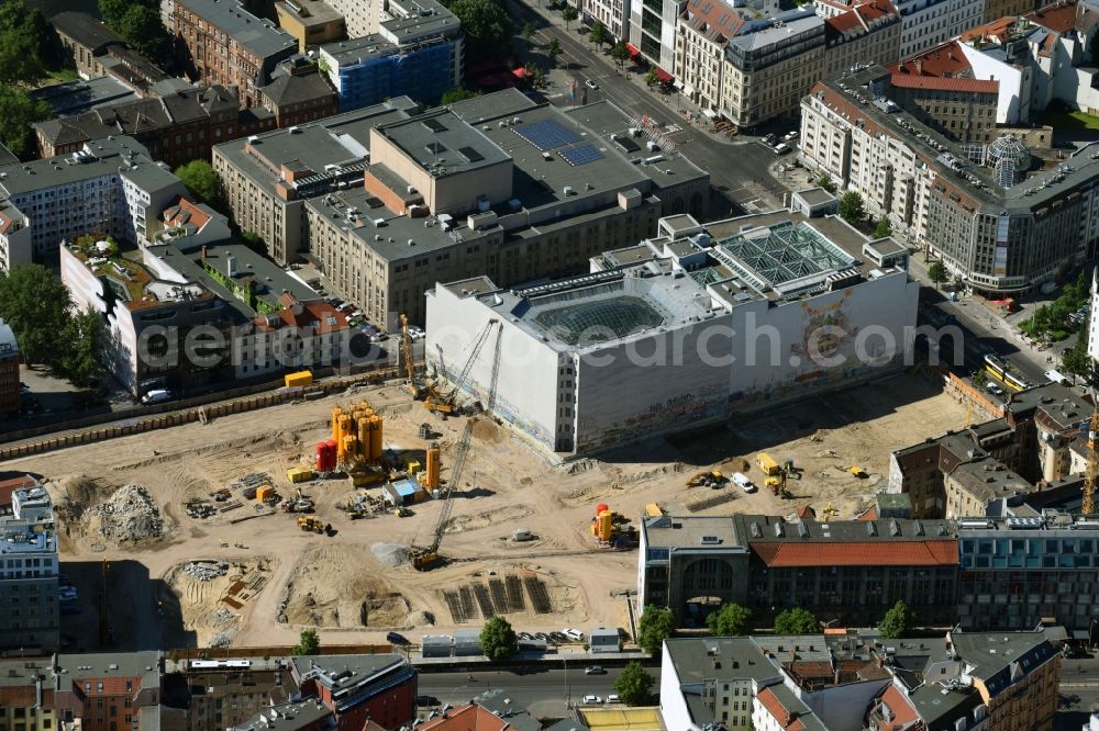 Aerial photograph Berlin - Construction site for the new building Areal on Tacheles on Oranienburger Strasse in the district Mitte in Berlin, Germany