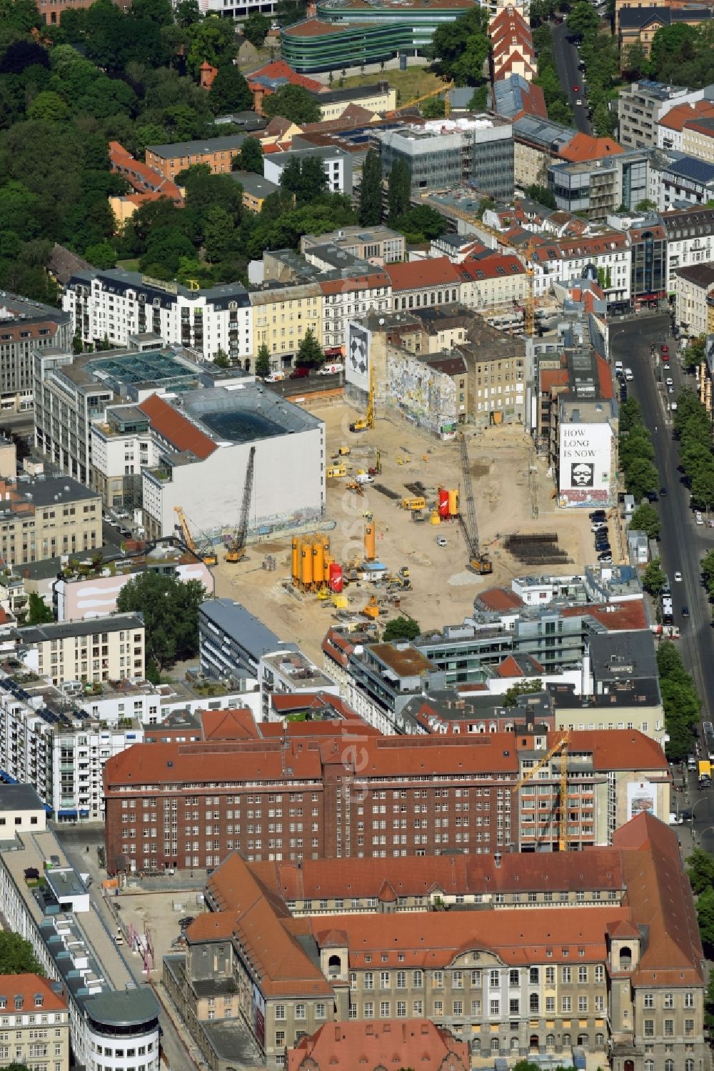 Aerial photograph Berlin - Construction site for the new building Areal on Tacheles on Oranienburger Strasse in the district Mitte in Berlin, Germany