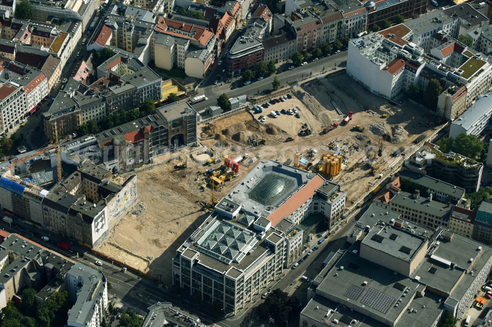 Aerial image Berlin - Construction site for the new building Areal on Tacheles on Oranienburger Strasse in the district Mitte in Berlin, Germany