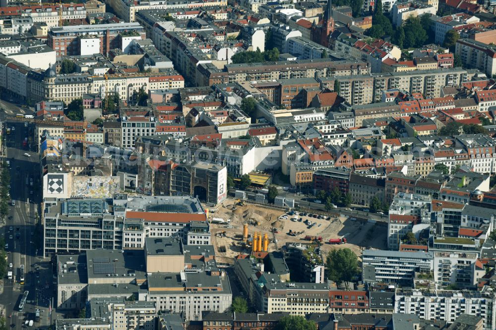 Aerial image Berlin - Construction site for the new building Areal on Tacheles on Oranienburger Strasse in the district Mitte in Berlin, Germany