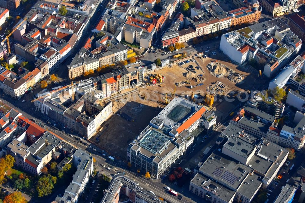 Aerial photograph Berlin - Construction site for the new building Areal on Tacheles on Oranienburger Strasse in the district Mitte in Berlin, Germany