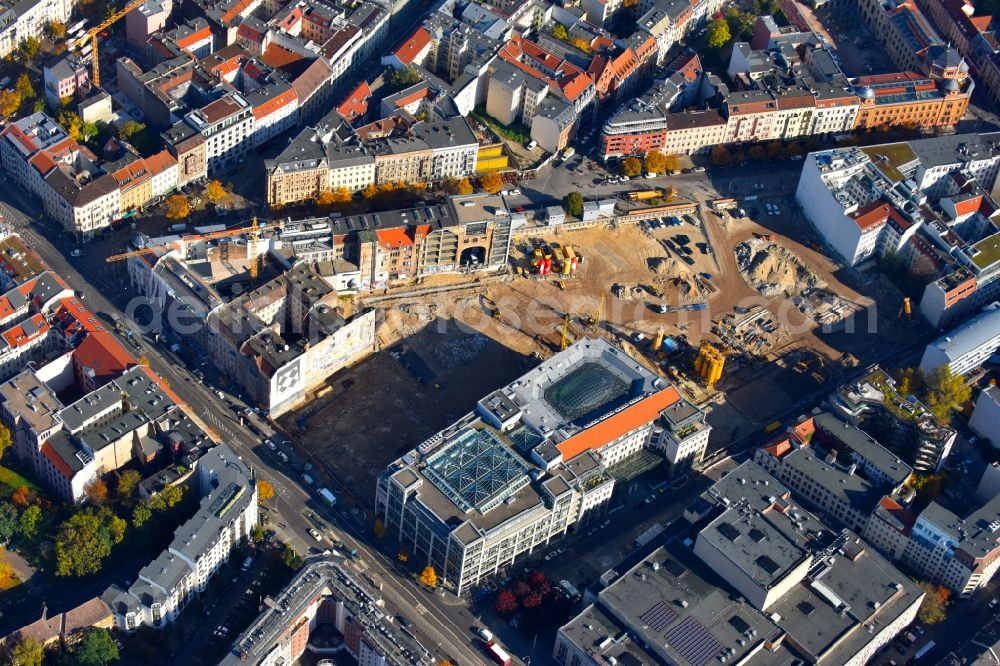 Berlin from above - Construction site for the new building Areal on Tacheles on Oranienburger Strasse in the district Mitte in Berlin, Germany