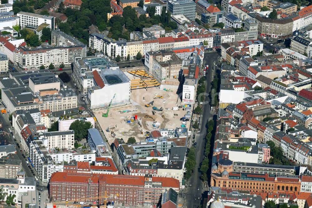 Aerial photograph Berlin - Construction site for the new building Areal on Tacheles on Oranienburger Strasse in the district Mitte in Berlin, Germany