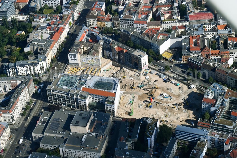 Aerial photograph Berlin - Construction site for the new building Areal on Tacheles on Oranienburger Strasse in the district Mitte in Berlin, Germany