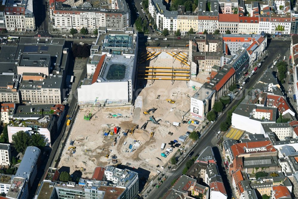 Aerial photograph Berlin - Construction site for the new building Areal on Tacheles on Oranienburger Strasse in the district Mitte in Berlin, Germany