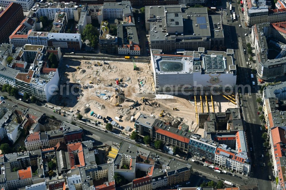 Aerial image Berlin - Construction site for the new building Areal on Tacheles on Oranienburger Strasse in the district Mitte in Berlin, Germany