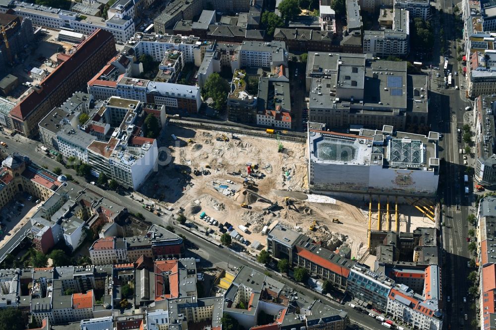 Aerial photograph Berlin - Construction site for the new building Areal on Tacheles on Oranienburger Strasse in the district Mitte in Berlin, Germany