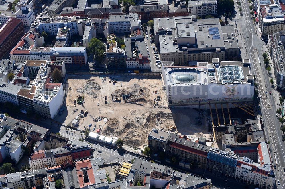 Aerial photograph Berlin - Construction site for the new building Areal on Tacheles on Oranienburger Strasse in the district Mitte in Berlin, Germany