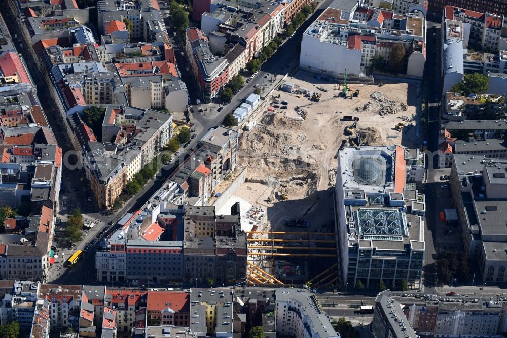 Aerial image Berlin - Construction site for the new building Areal on Tacheles on Oranienburger Strasse in the district Mitte in Berlin, Germany