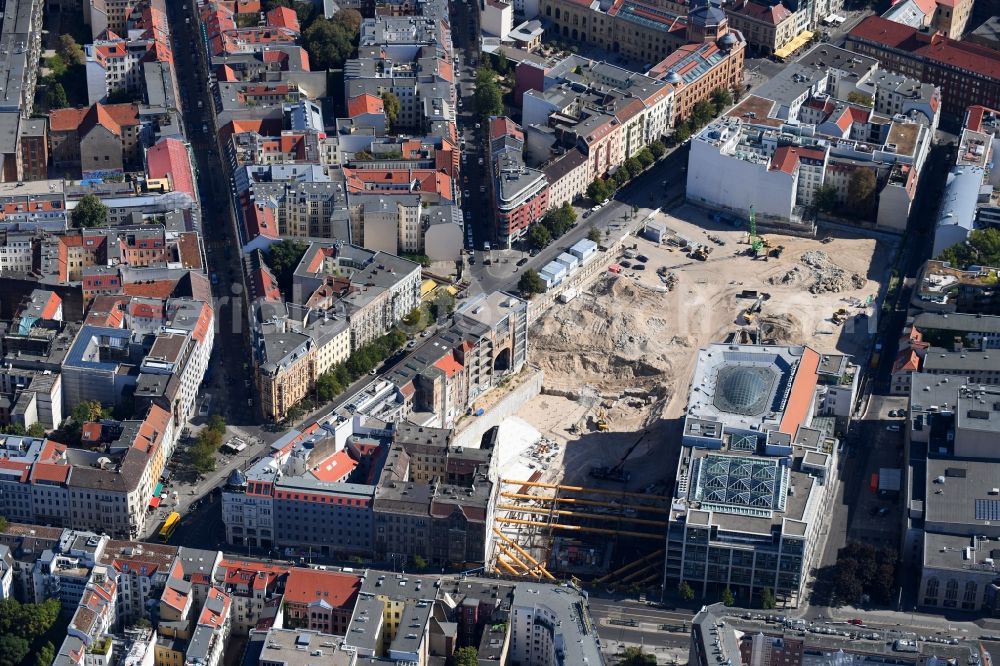 Aerial photograph Berlin - Construction site for the new building Areal on Tacheles on Oranienburger Strasse in the district Mitte in Berlin, Germany