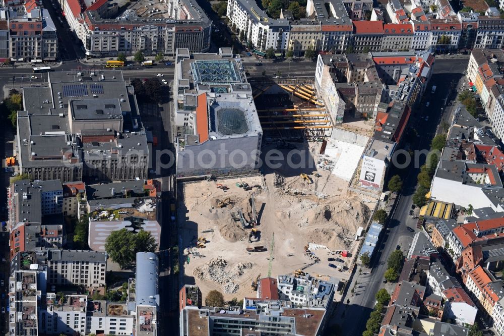 Aerial image Berlin - Construction site for the new building Areal on Tacheles on Oranienburger Strasse in the district Mitte in Berlin, Germany