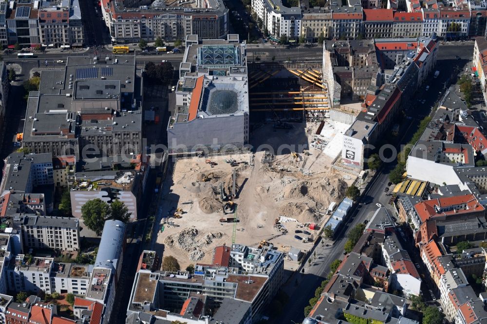 Aerial photograph Berlin - Construction site for the new building Areal on Tacheles on Oranienburger Strasse in the district Mitte in Berlin, Germany