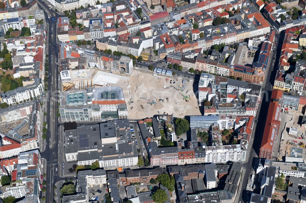 Berlin from above - Construction site for the new building Areal on Tacheles on Oranienburger Strasse in the district Mitte in Berlin, Germany