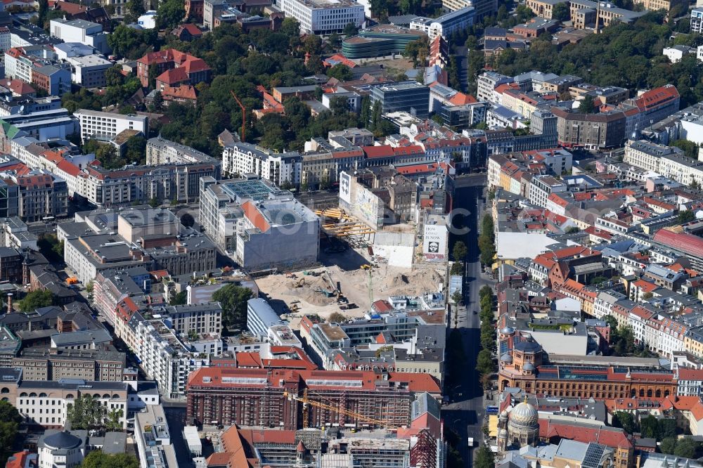 Berlin from above - Construction site for the new building Areal on Tacheles on Oranienburger Strasse in the district Mitte in Berlin, Germany