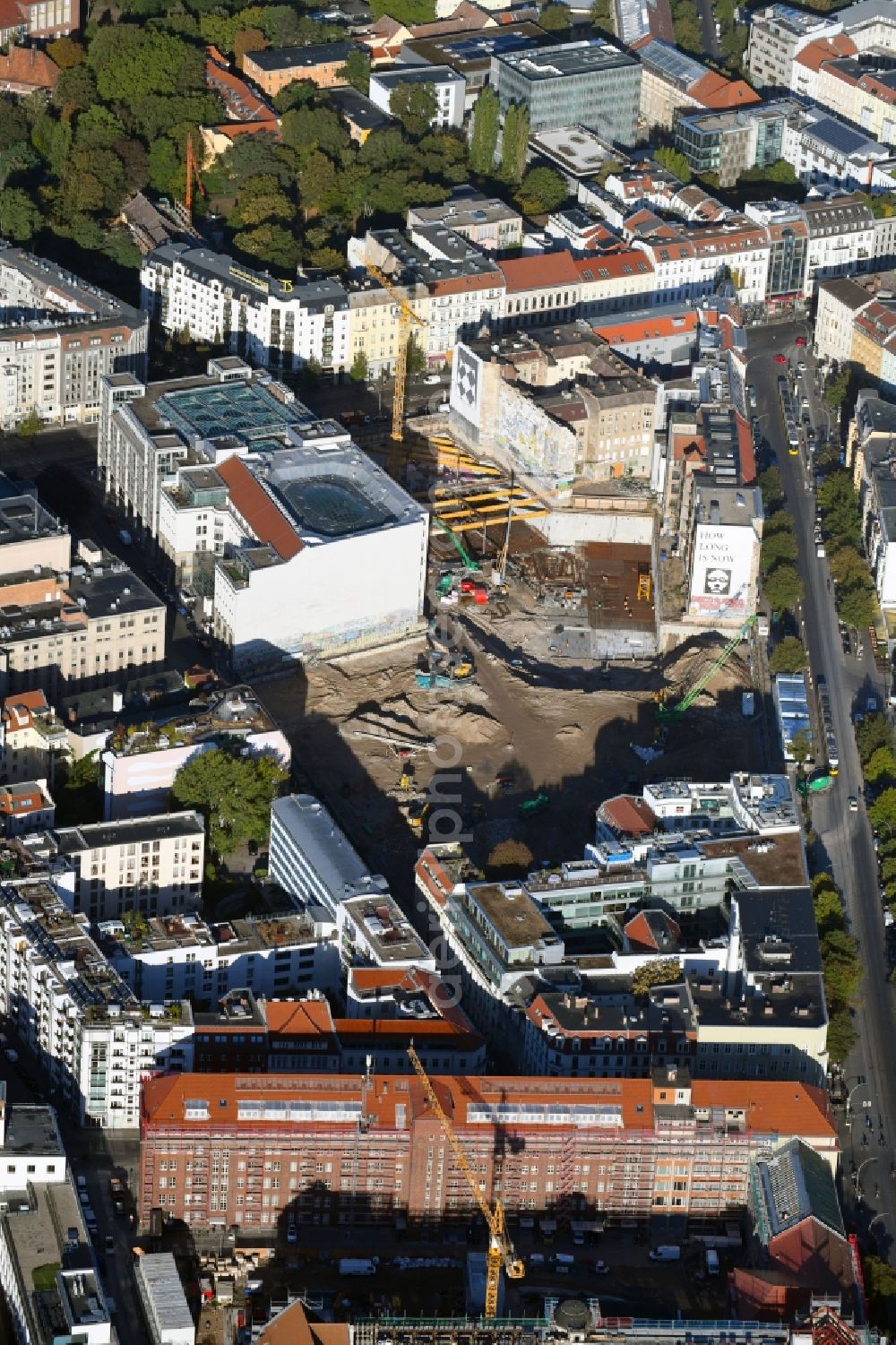 Aerial photograph Berlin - Construction site for the new building Areal on Tacheles on Oranienburger Strasse in the district Mitte in Berlin, Germany