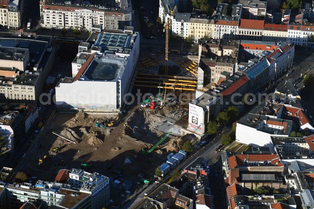 Aerial image Berlin - Construction site for the new building Areal on Tacheles on Oranienburger Strasse in the district Mitte in Berlin, Germany