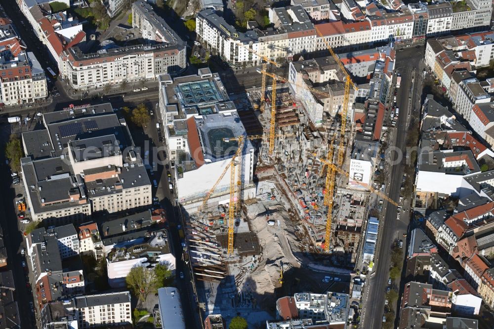 Aerial image Berlin - Construction site for the new building Areal on Tacheles on Oranienburger Strasse in the district Mitte in Berlin, Germany