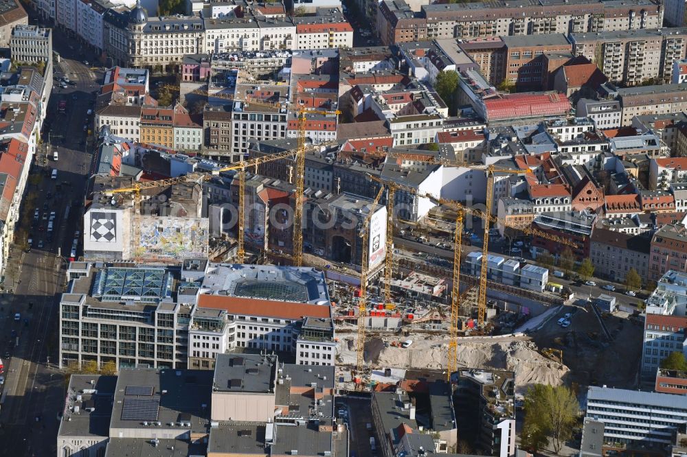 Aerial photograph Berlin - Construction site for the new building Areal on Tacheles on Oranienburger Strasse in the district Mitte in Berlin, Germany