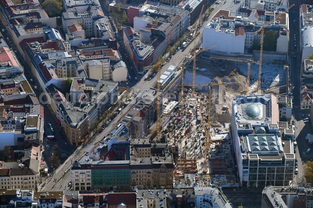 Aerial photograph Berlin - Construction site for the new building Areal on Tacheles on Oranienburger Strasse in the district Mitte in Berlin, Germany