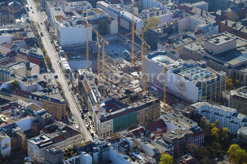 Aerial photograph Berlin - Construction site for the new building Areal on Tacheles on Oranienburger Strasse in the district Mitte in Berlin, Germany