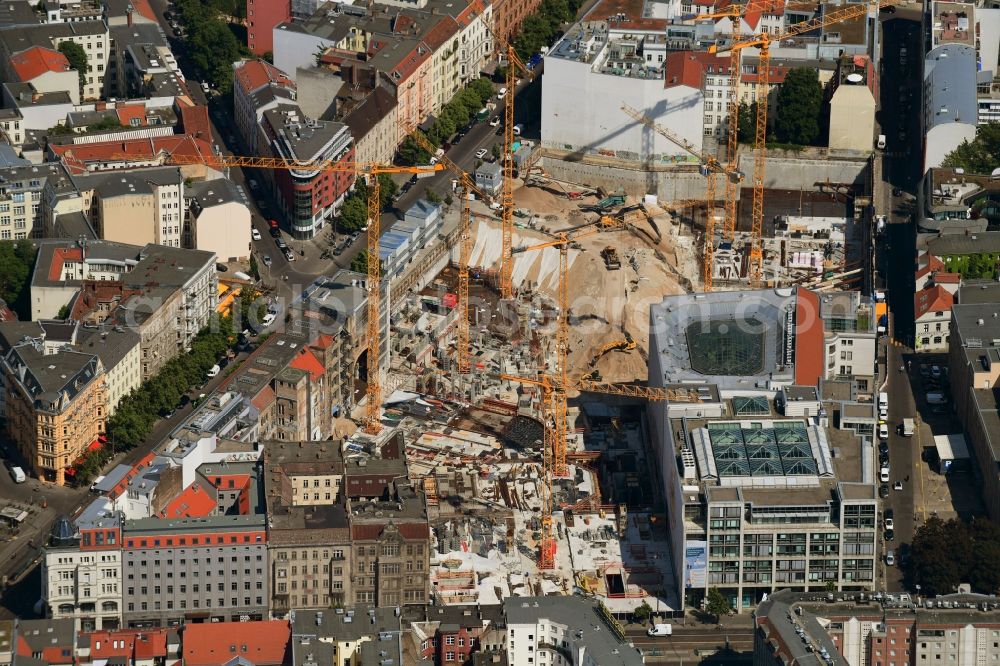 Aerial photograph Berlin - Construction site for the new building Areal on Tacheles on Oranienburger Strasse in the district Mitte in Berlin, Germany